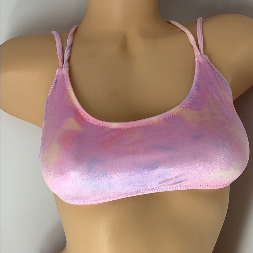 Pink Victoria’s Secret velvet scoop bikini top
